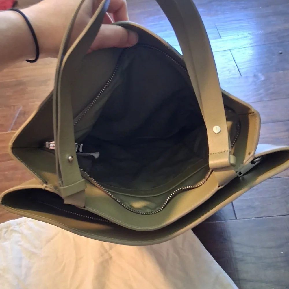COS Green Leather Tote Bag